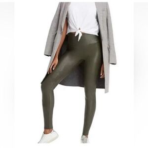 Spanx olive green leather leggings.Small